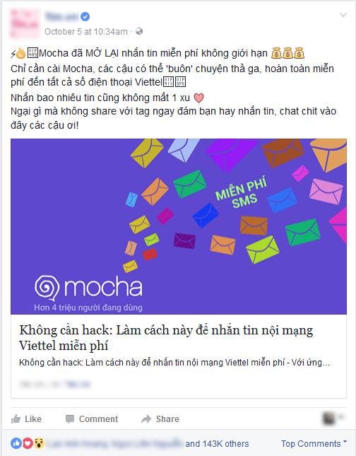 Giới trẻ đổ xô tìm đến Mocha để được nhắn SMS miễn phí nội mạng Viettel - Ảnh 1.